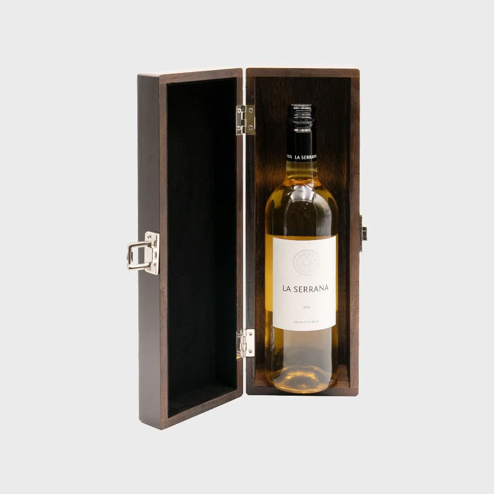 1 bottle luxury elm wood box with black velvet lining - Image 2