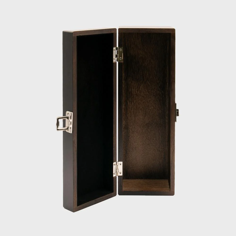 1 bottle luxury elm wood box with black velvet lining - Image 3