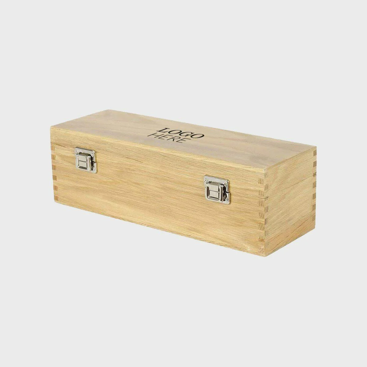 1 bottle oak wooden box with silk lining and hinged lid - Image 3