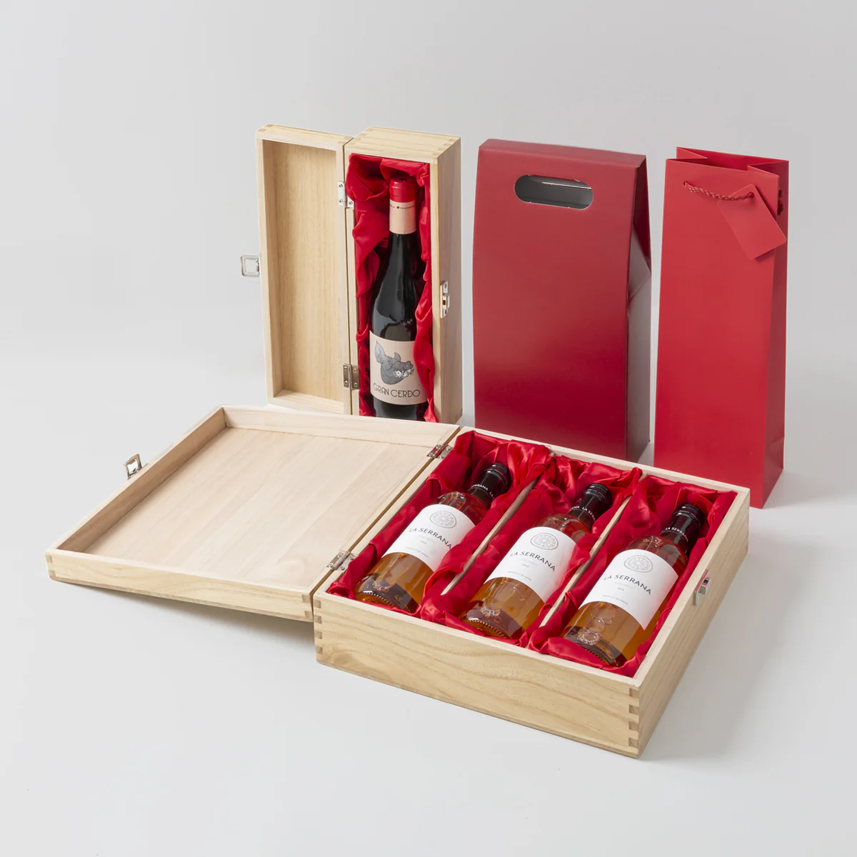 1 bottle tung wooden wine box with hinged lid - Image 4