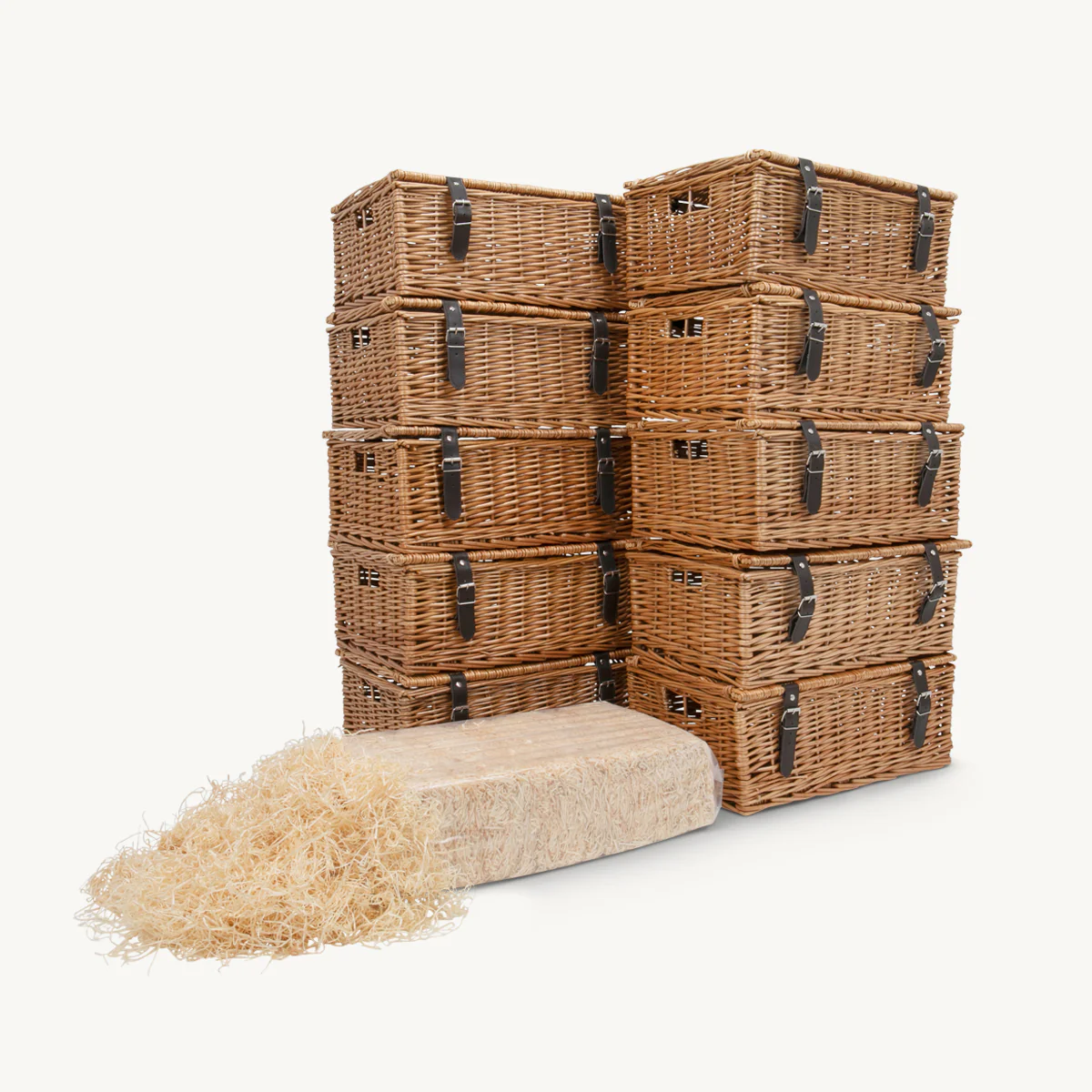 10 x 18 inch wicker hamper & wood wool
