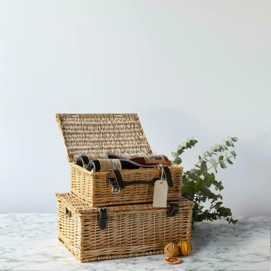15 x 14 inch wicker hamper & wood wool - Image 3