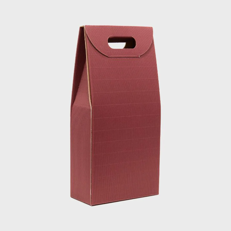 2 bottle burgundy fluted gift box with windows - Image 4