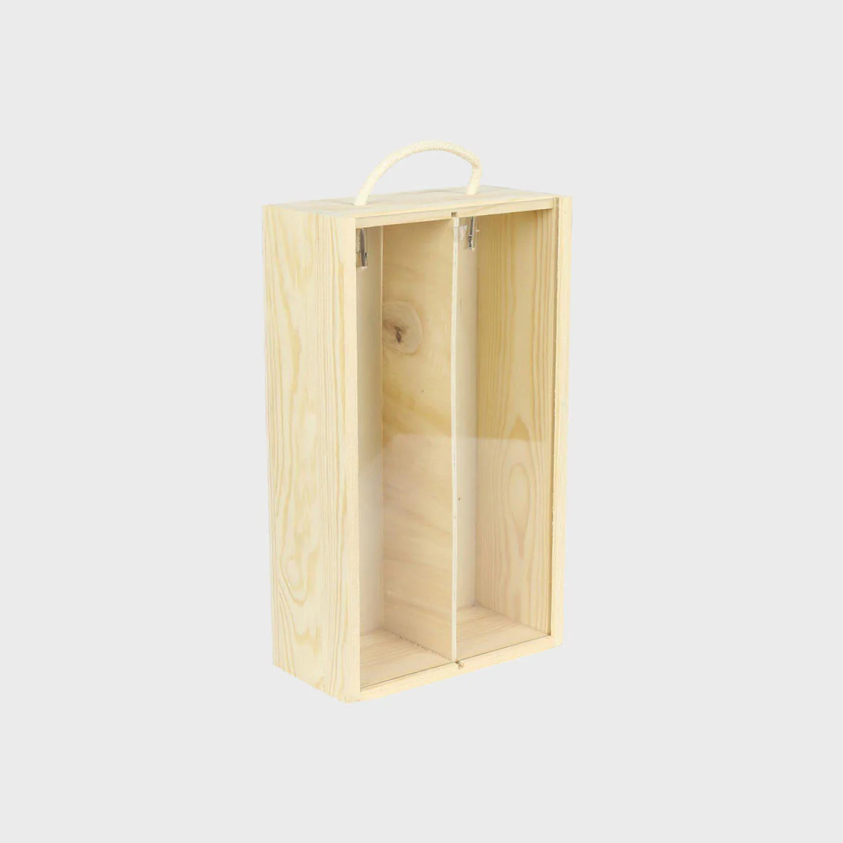 2 Bottle wooden box with rope handle - Image 6