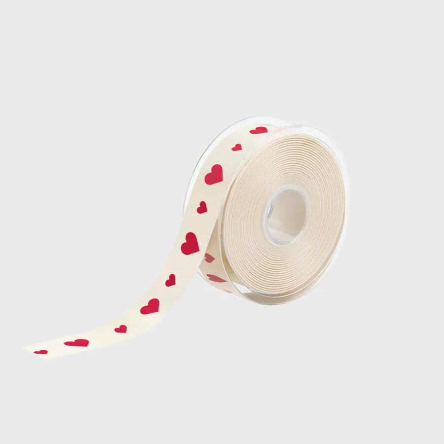 25mm cotton ribbon - red hearts