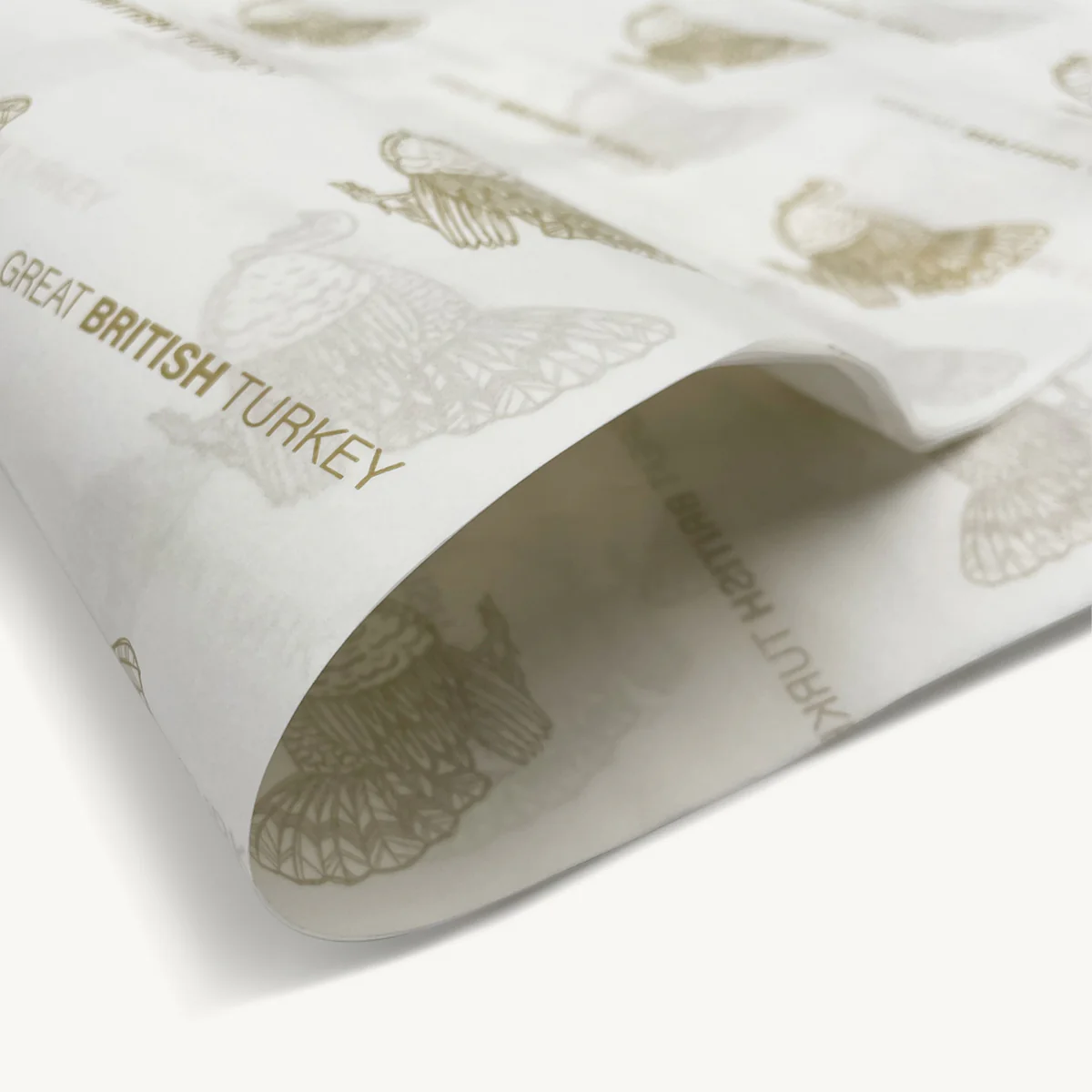 40gsm White Greaseproof Paper - Great British Turkey Print (480 sheets)