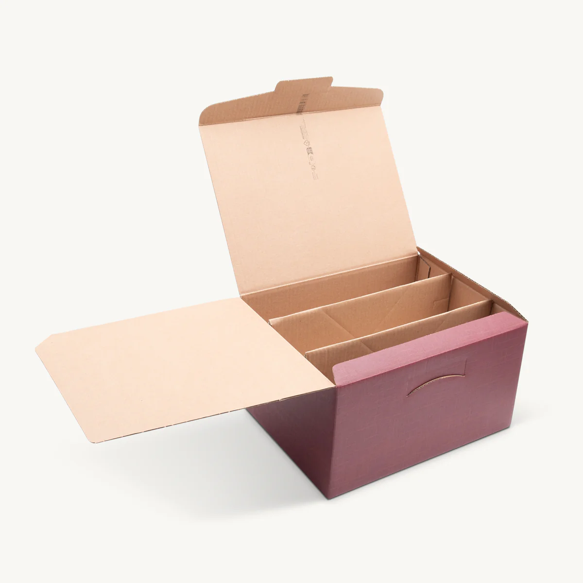 6 bottle burgundy front opening stacked gift box - Image 2