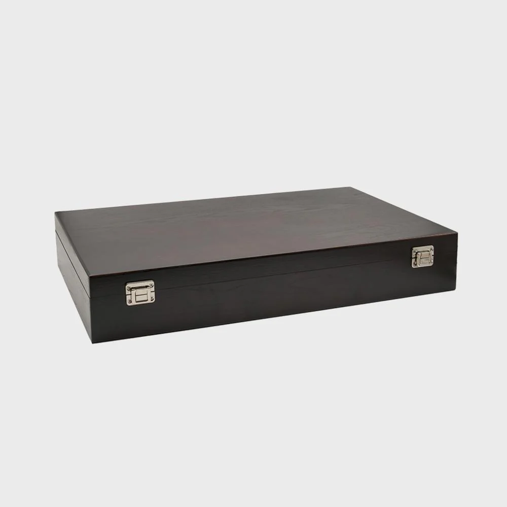 6 bottle luxury elm wood box with black velvet lining