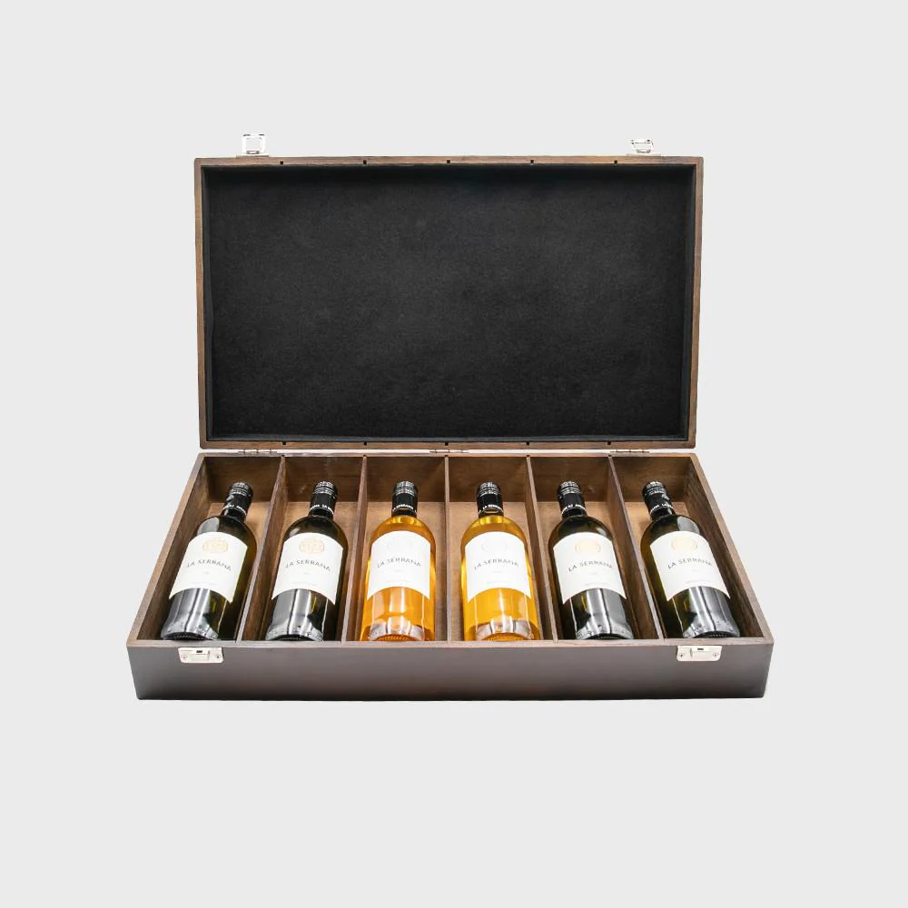 6 bottle luxury elm wood box with black velvet lining - Image 2
