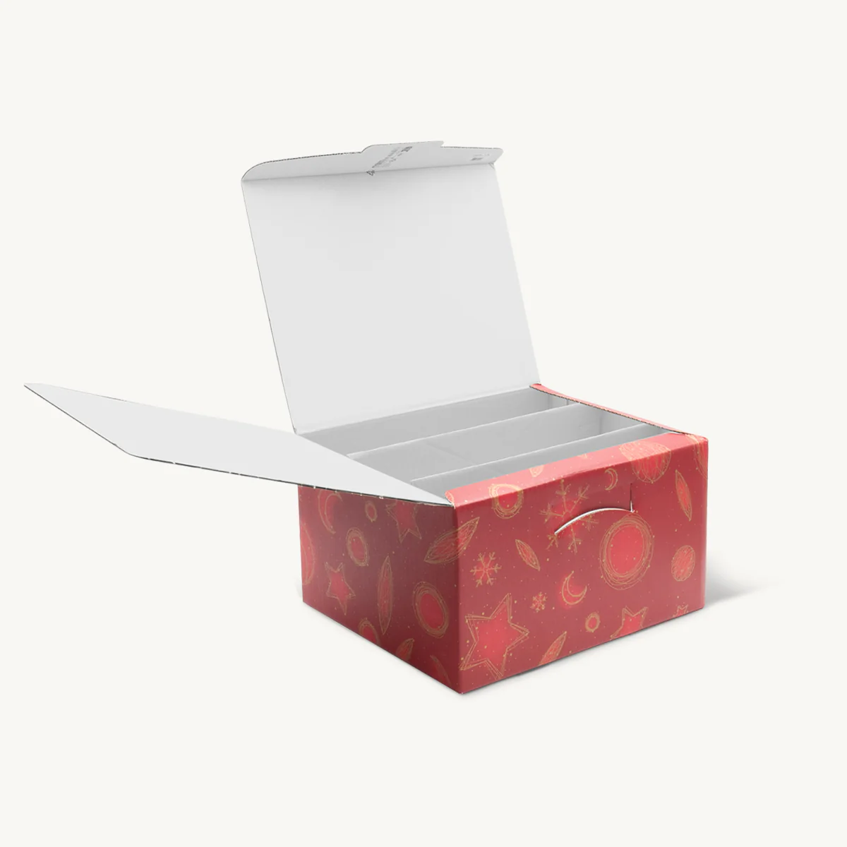 6 bottle red snowflake front opening stacked gift box - Image 3