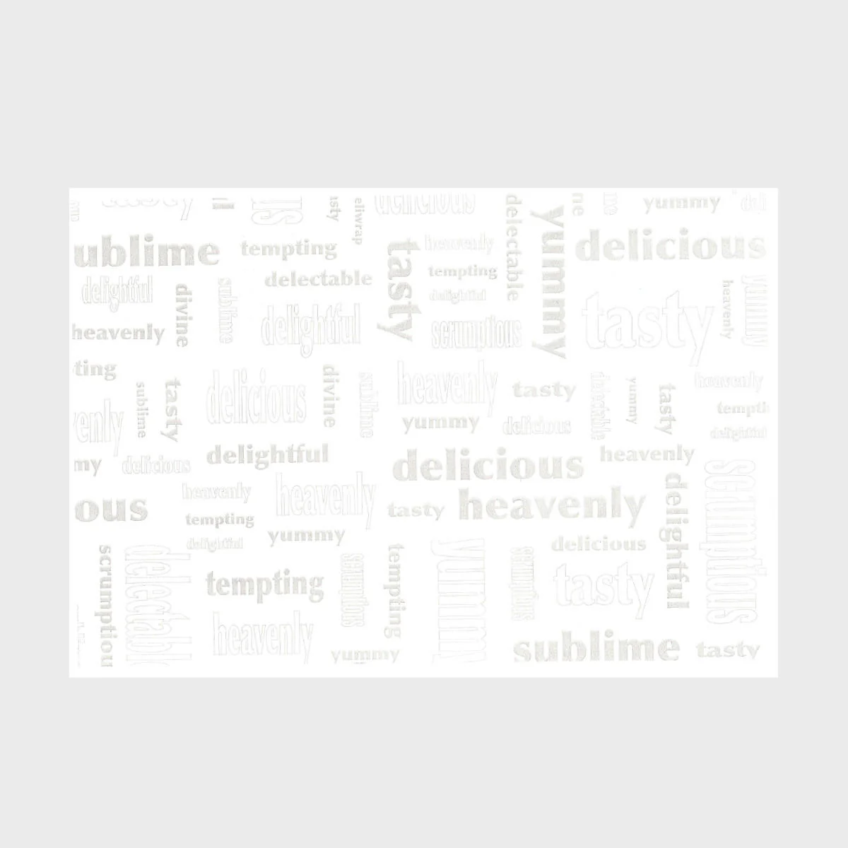 60gsm Delicious print white waxed paper (100 sheets) - Image 2