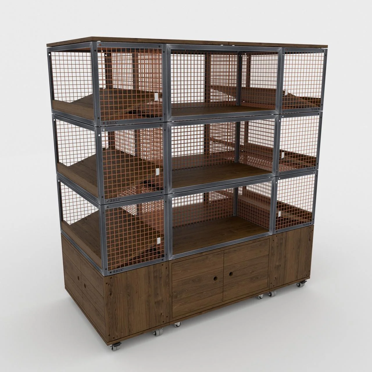 BRIX dark wood central island shelving 1600mm