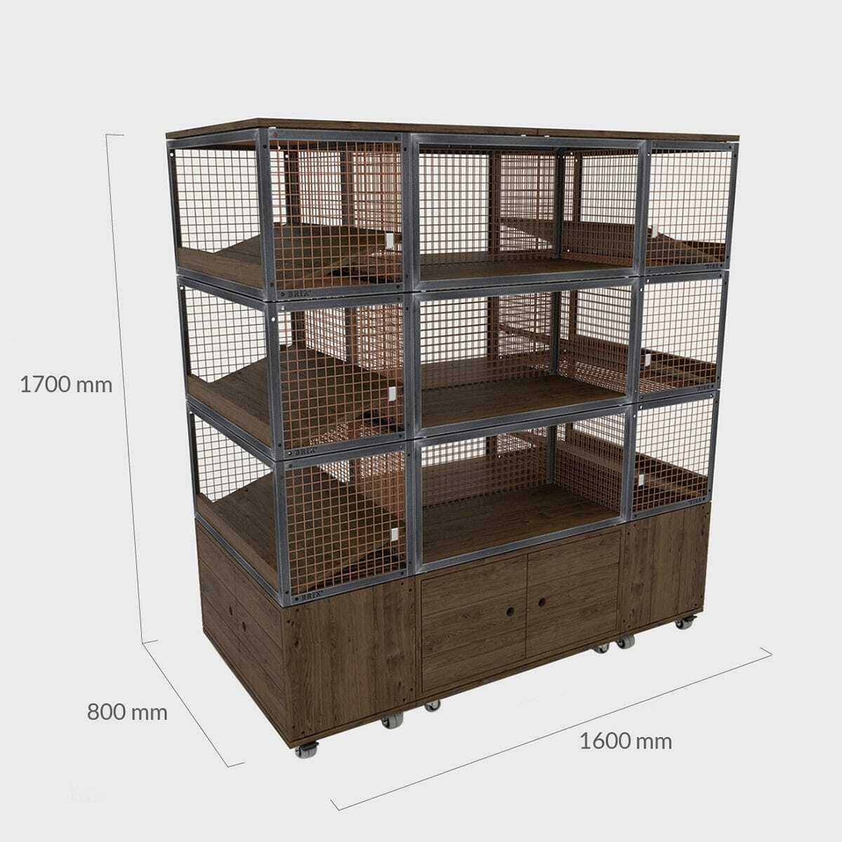 BRIX dark wood central island shelving 1600mm - Image 2