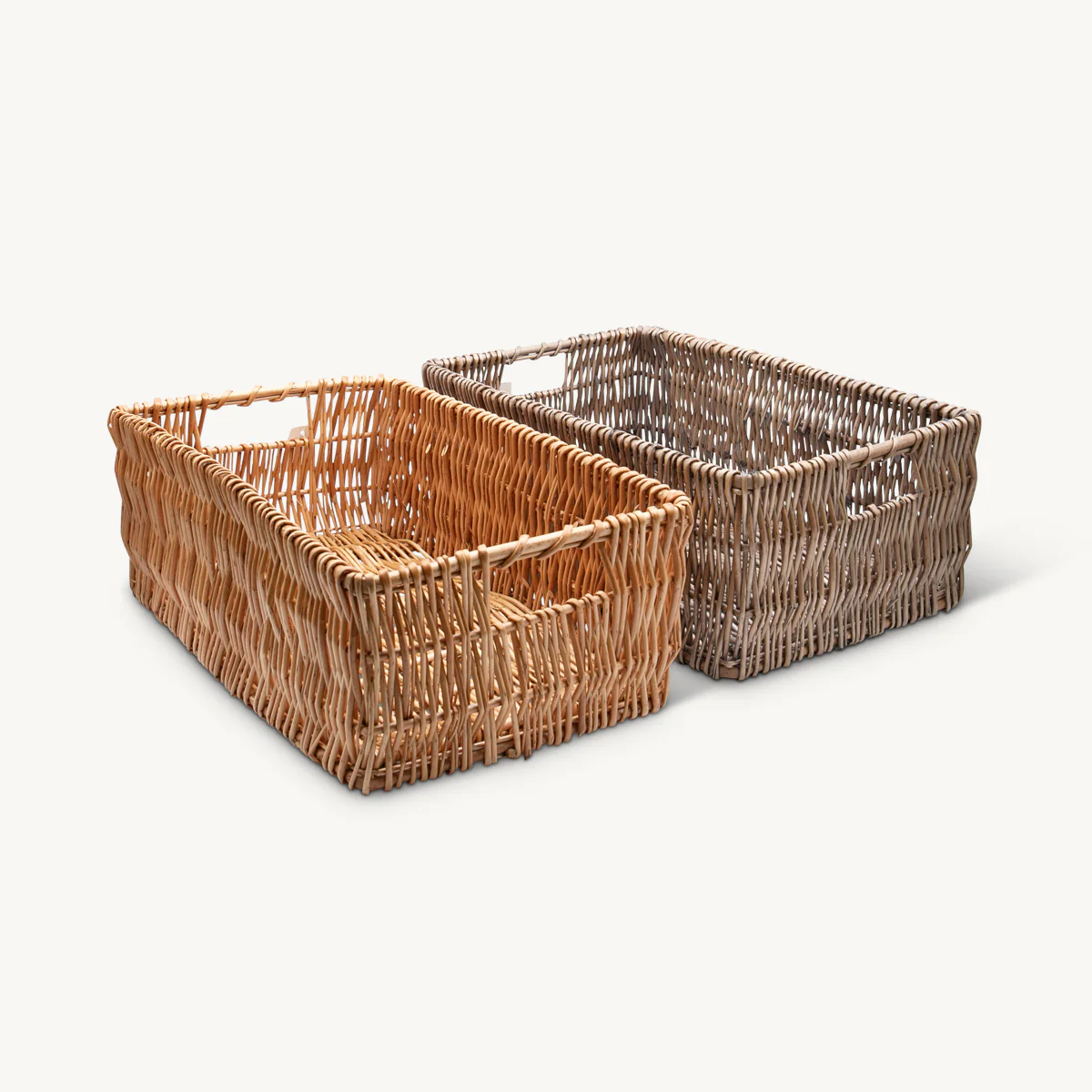 Medium deep wicker tray with handles