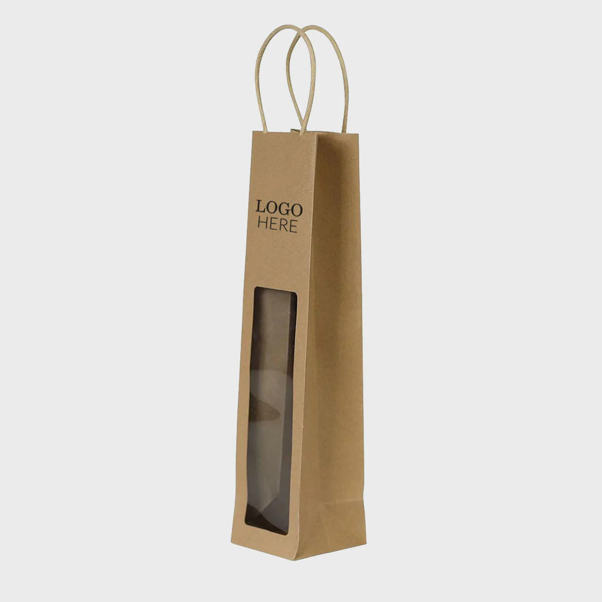 Kraft bottle gift bag with window - Image 3