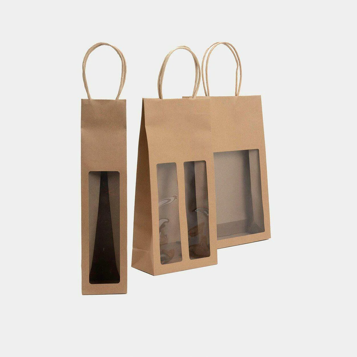 Kraft bottle gift bag with window - Image 4
