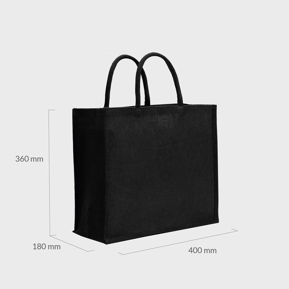 Large black jute bag with padded handles - Image 3