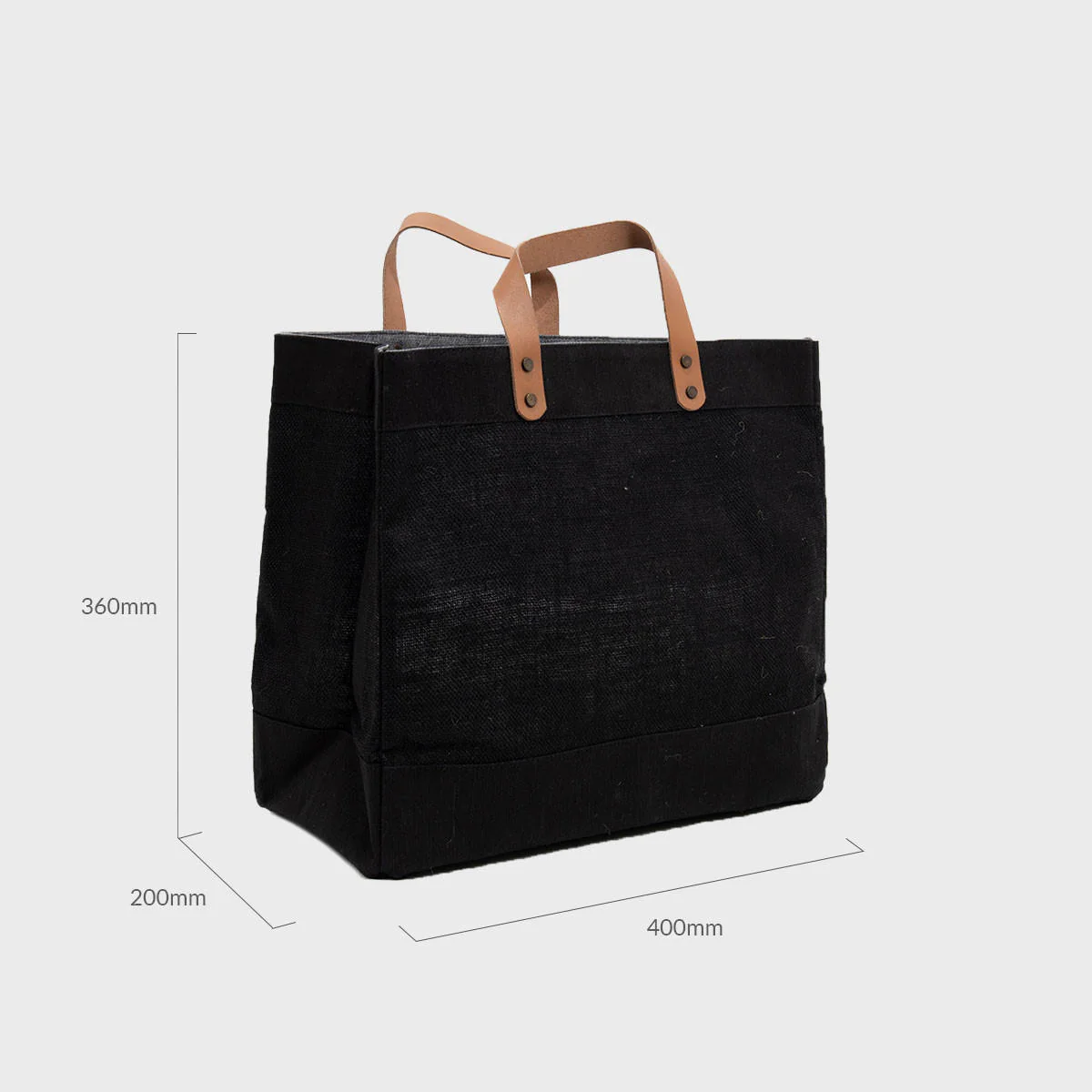 Large black jute market bag - Image 3