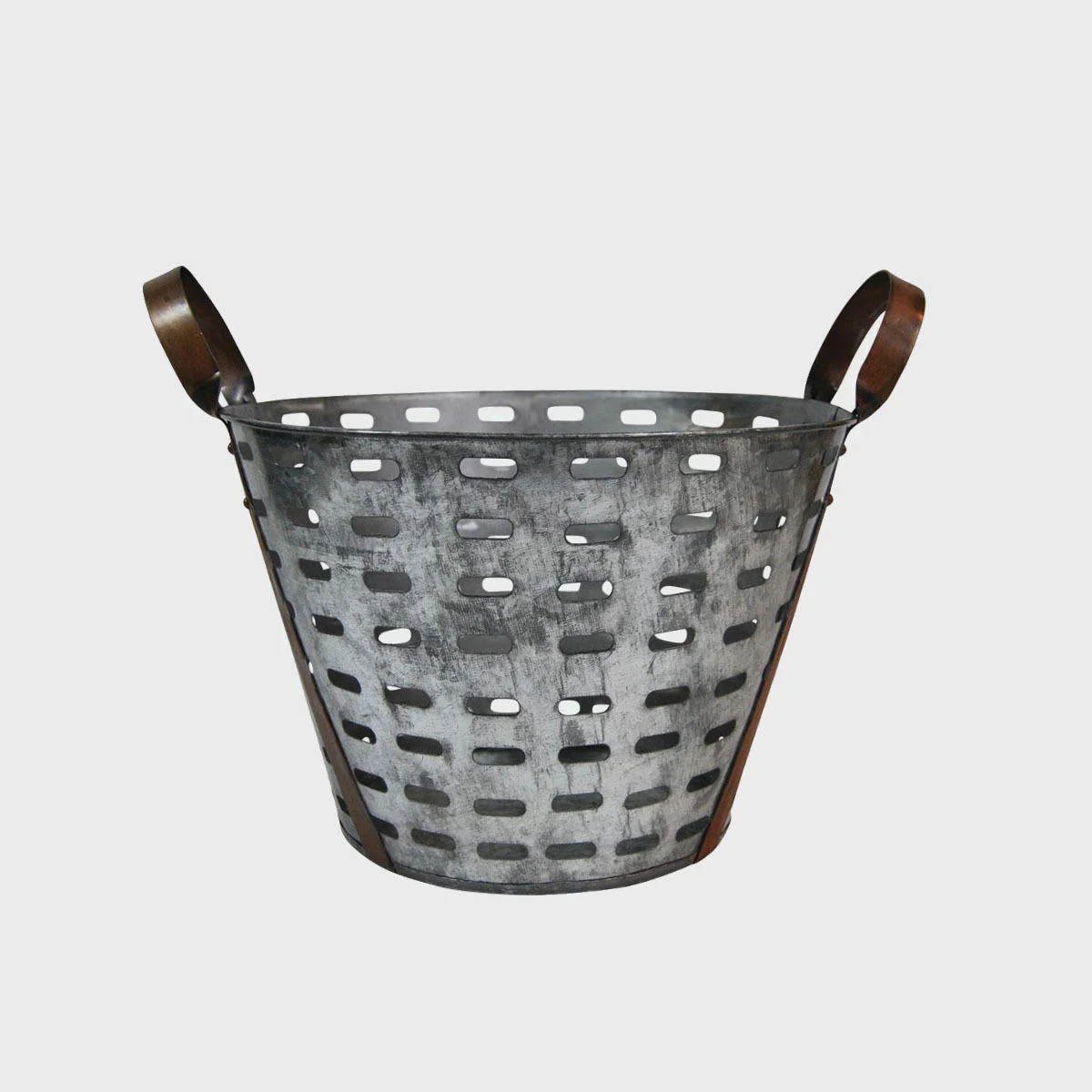 Large modern galvanised grape basket