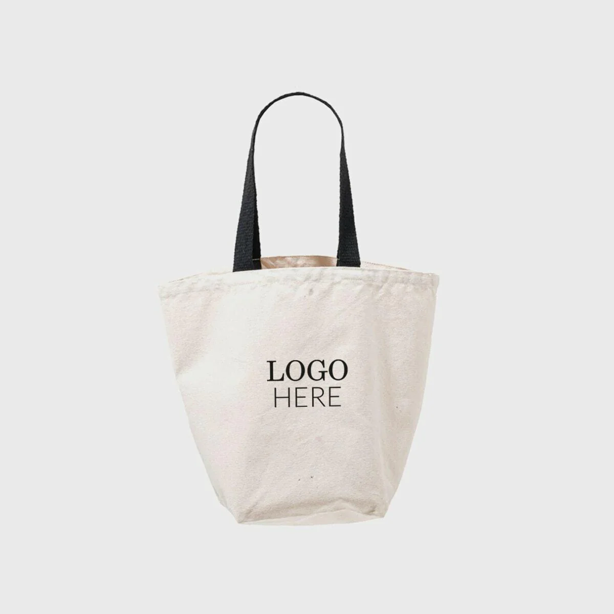Large natural 12oz canvas bag with base gusset and black handles - Image 2