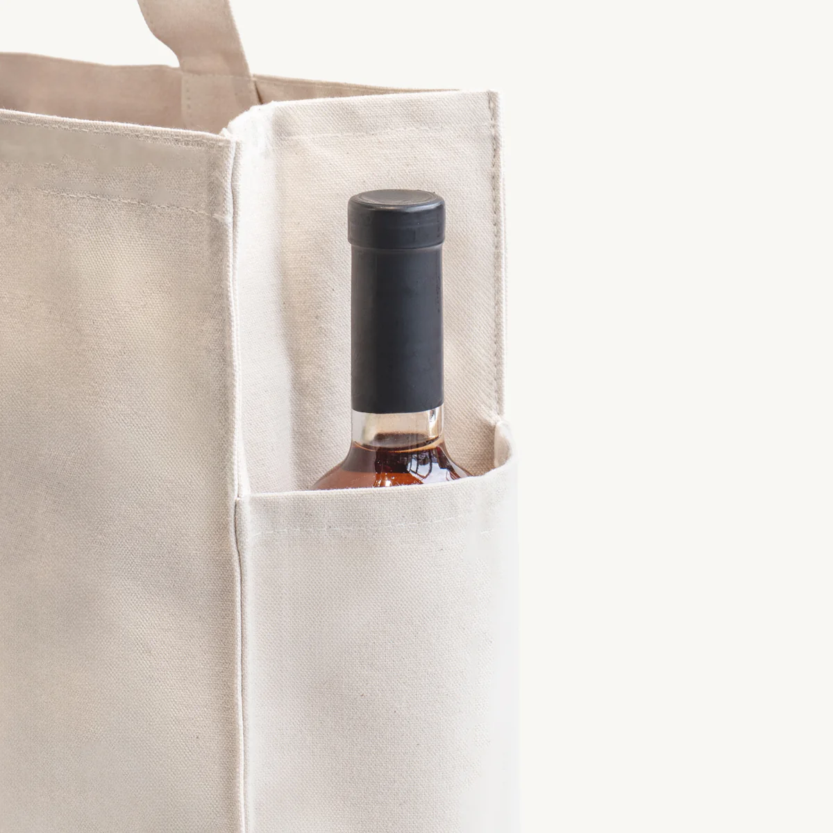 Large natural 12oz washed recycled canvas bag with side pocket - Image 3