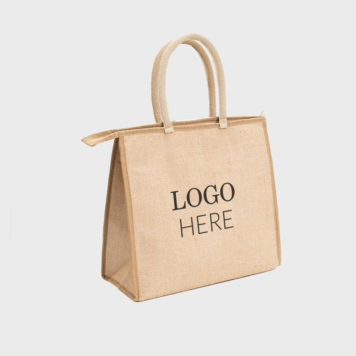 Large natural jute cooler bag with padded handles - Image 4