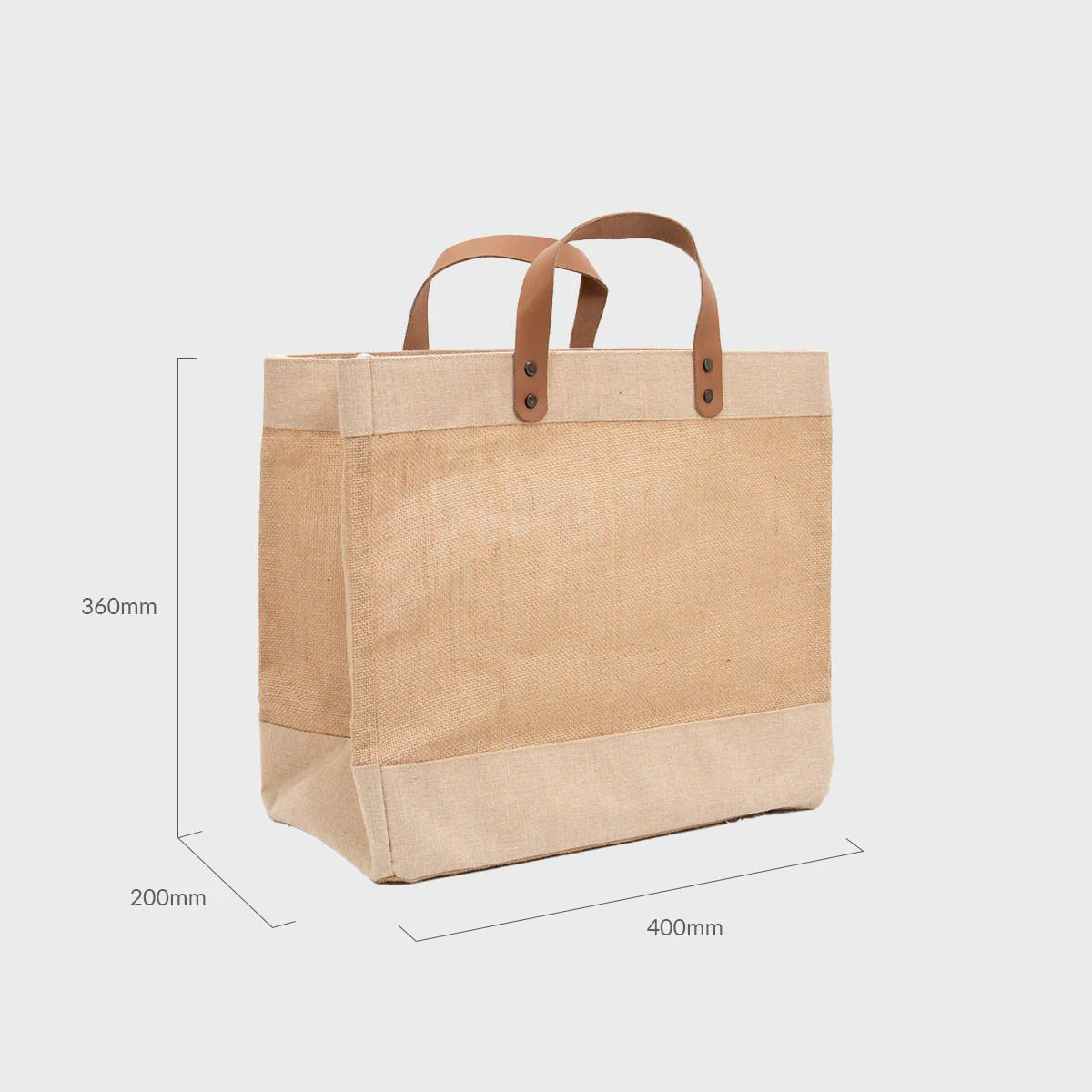 Large natural jute market bag with leather handles - Image 3