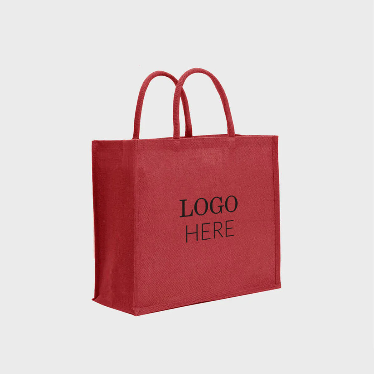 Large red jute bag with padded handles - Image 3