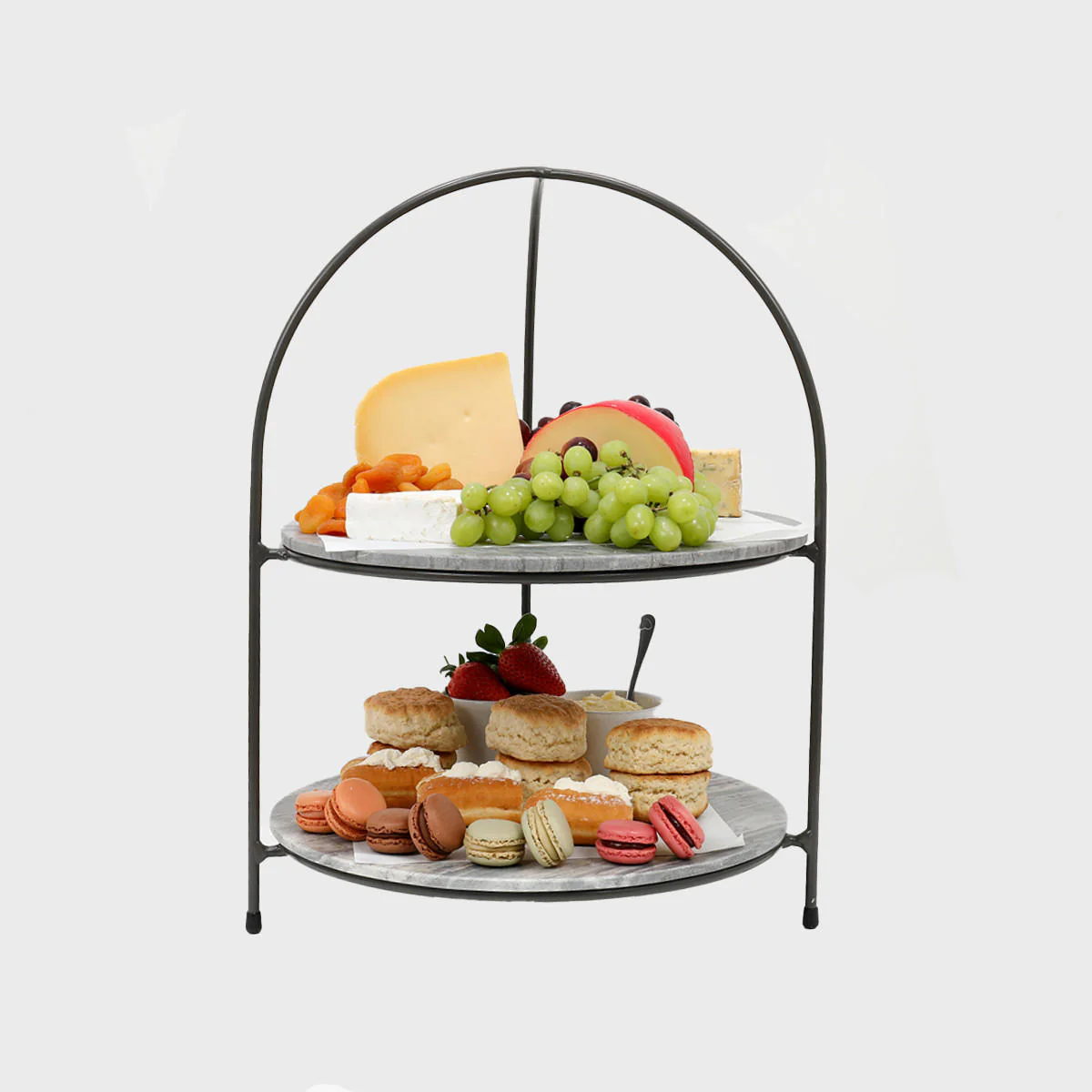 Leander metal tiered riser with dark grey marble serving board - Image 3