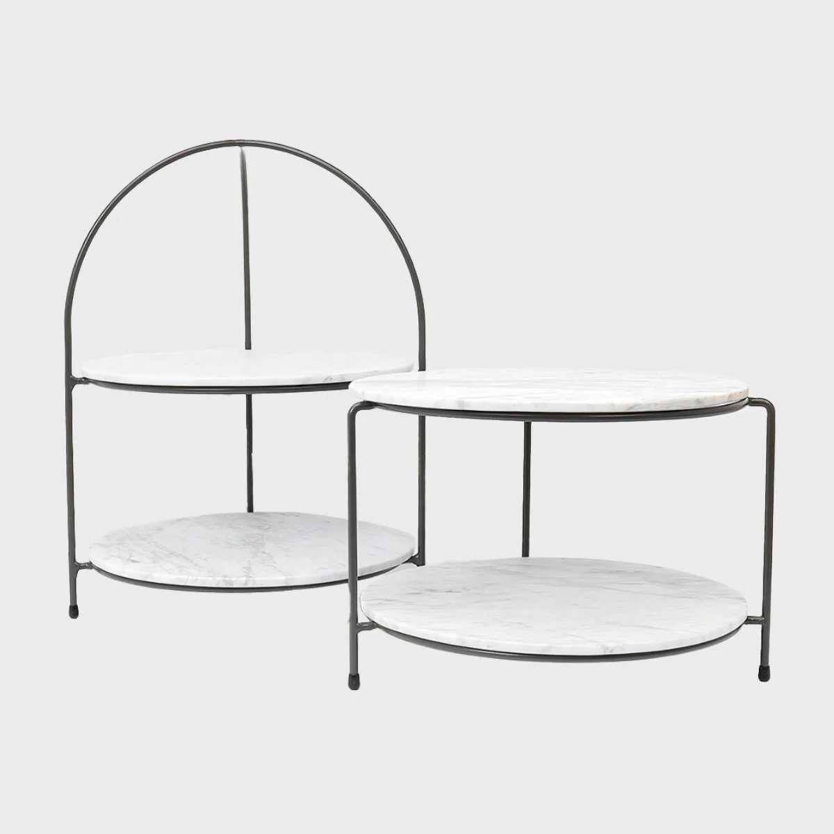 Leander metal tiered riser with light grey marble serving board - Image 4