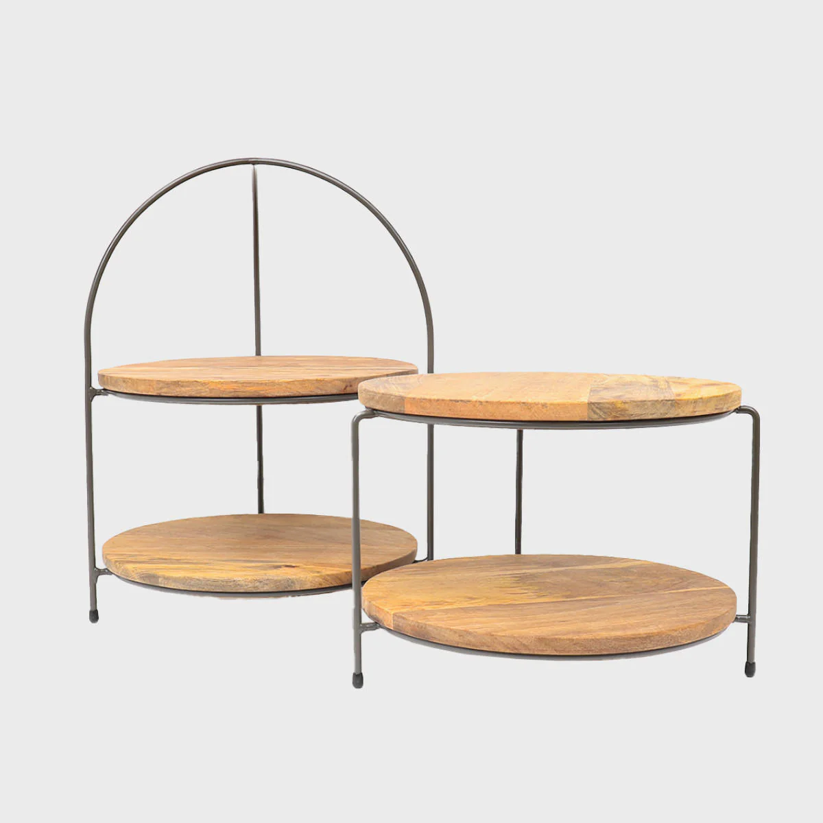 Leander metal tiered riser with mango wood serving board - Image 3