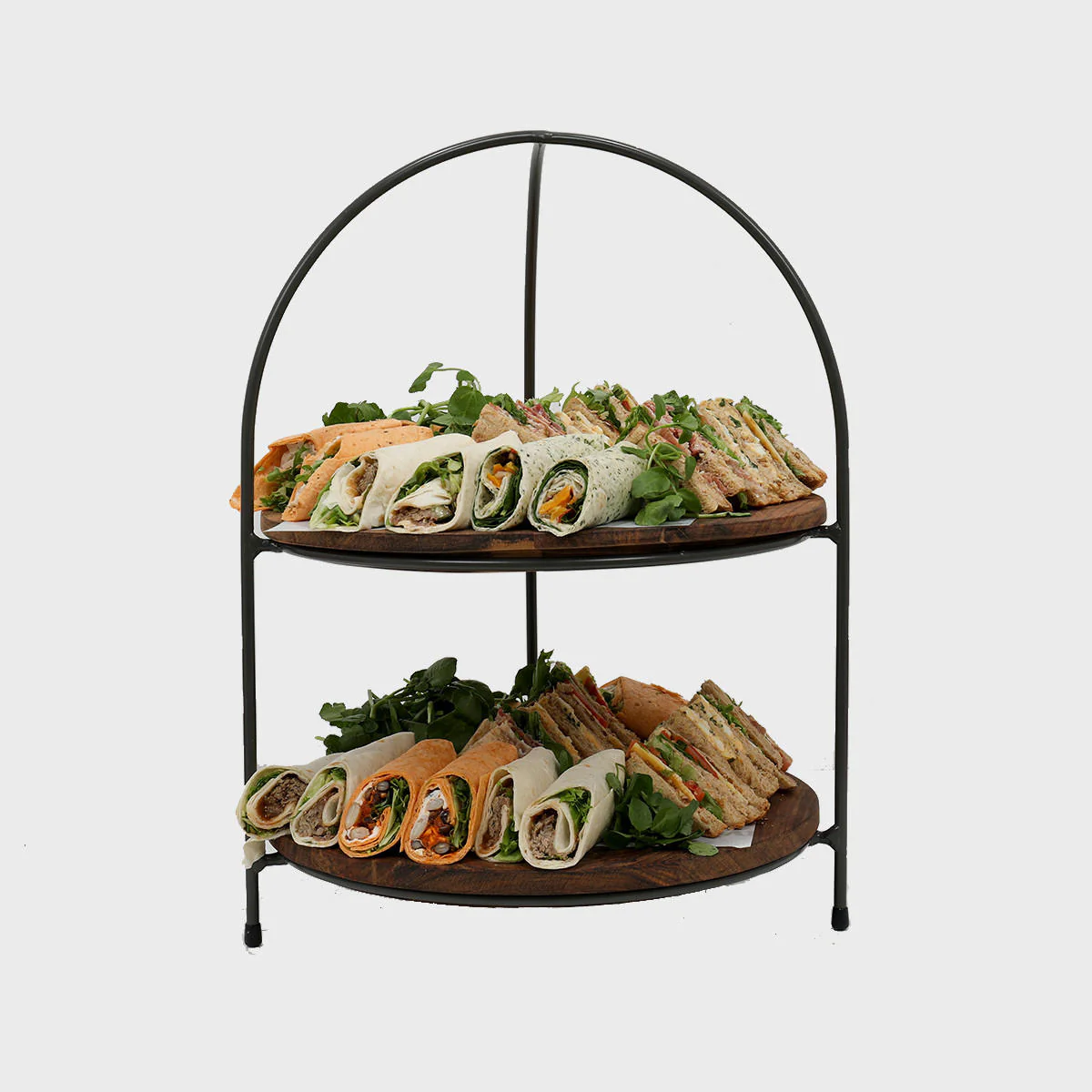 Leander metal tiered riser with sheesham wood serving board - Image 3