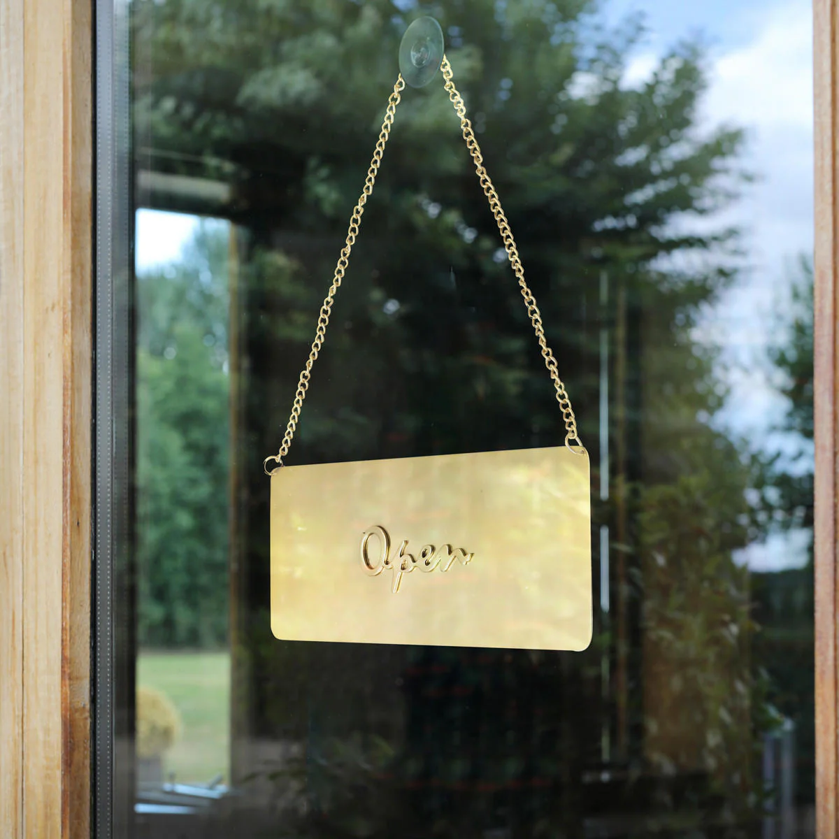 Matt brass open and closed hanging sign - Image 3
