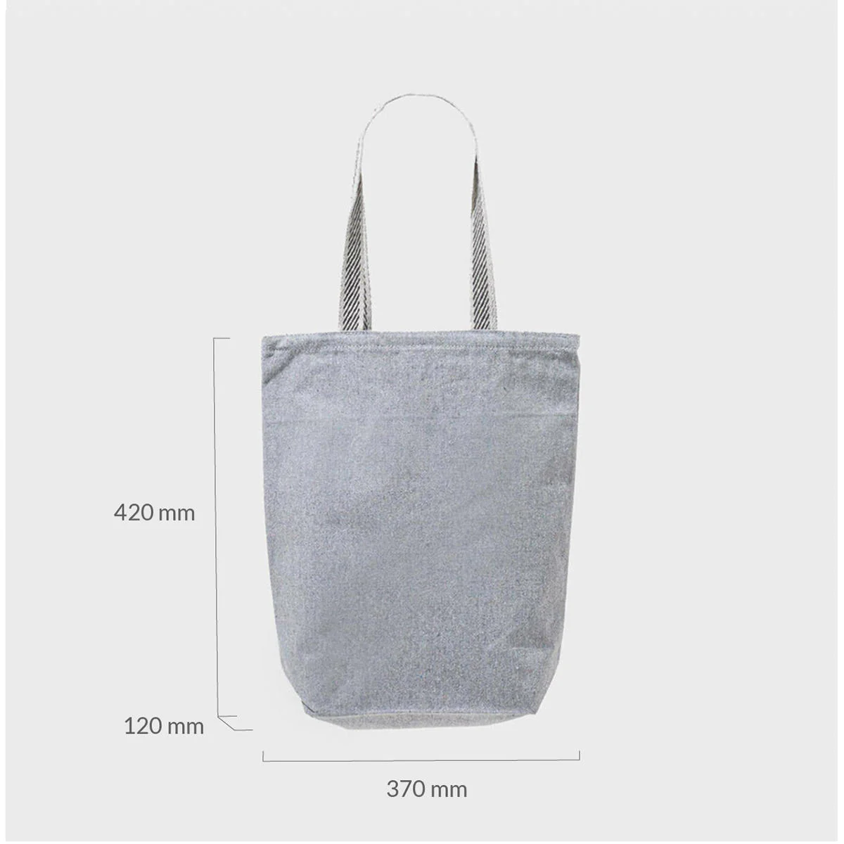 Medium grey 12oz recycled canvas bag with base gusset - Image 3