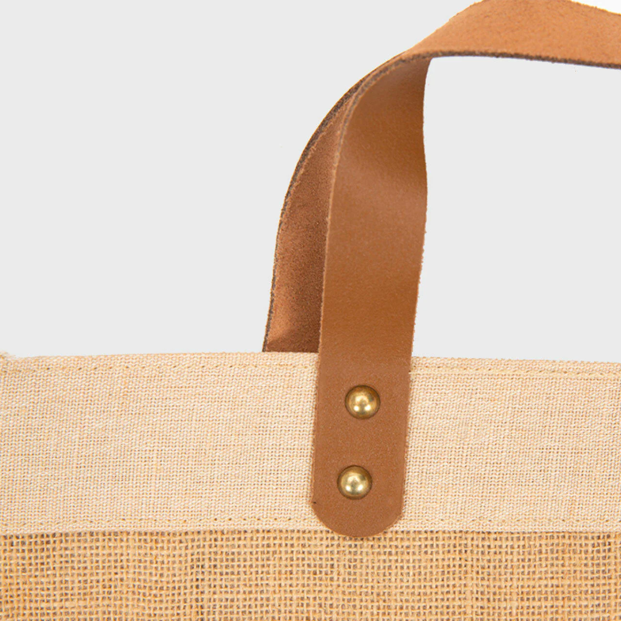Medium natural jute market bag with leather handles - Image 3