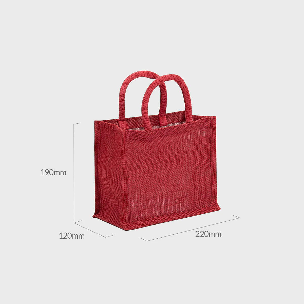 Mini red jute bag with padded handles - Image 3