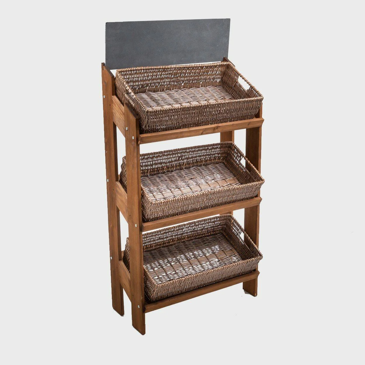 Norwood 3-shelf dark oak stand with dark wicker trays 820 - Image 2