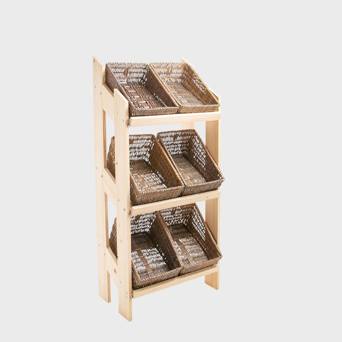 Norwood 3-shelf stand with angled narrow dark wicker 650 - Image 3