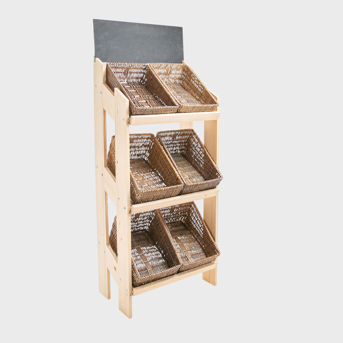 Norwood 3-shelf stand with angled narrow dark wicker 650 - Image 5