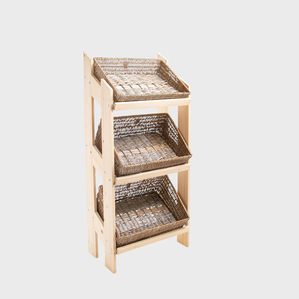 Norwood 3-shelf stand with angled wide dark wicker 650 - Image 4