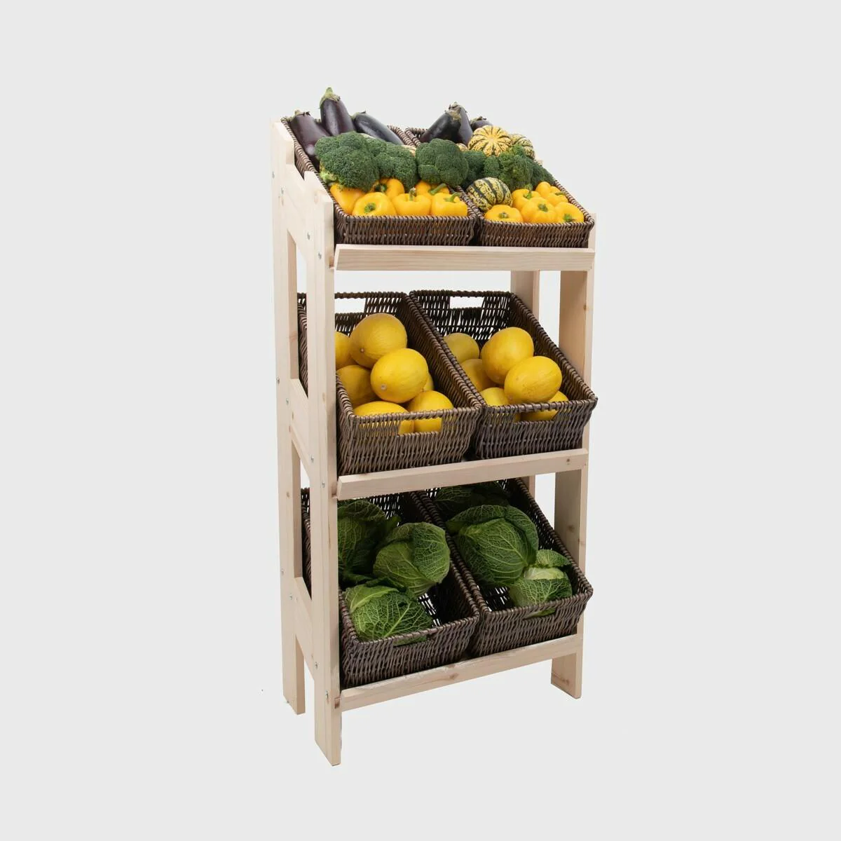 Norwood 3-shelf stand with dark wicker trays 650 - Image 3