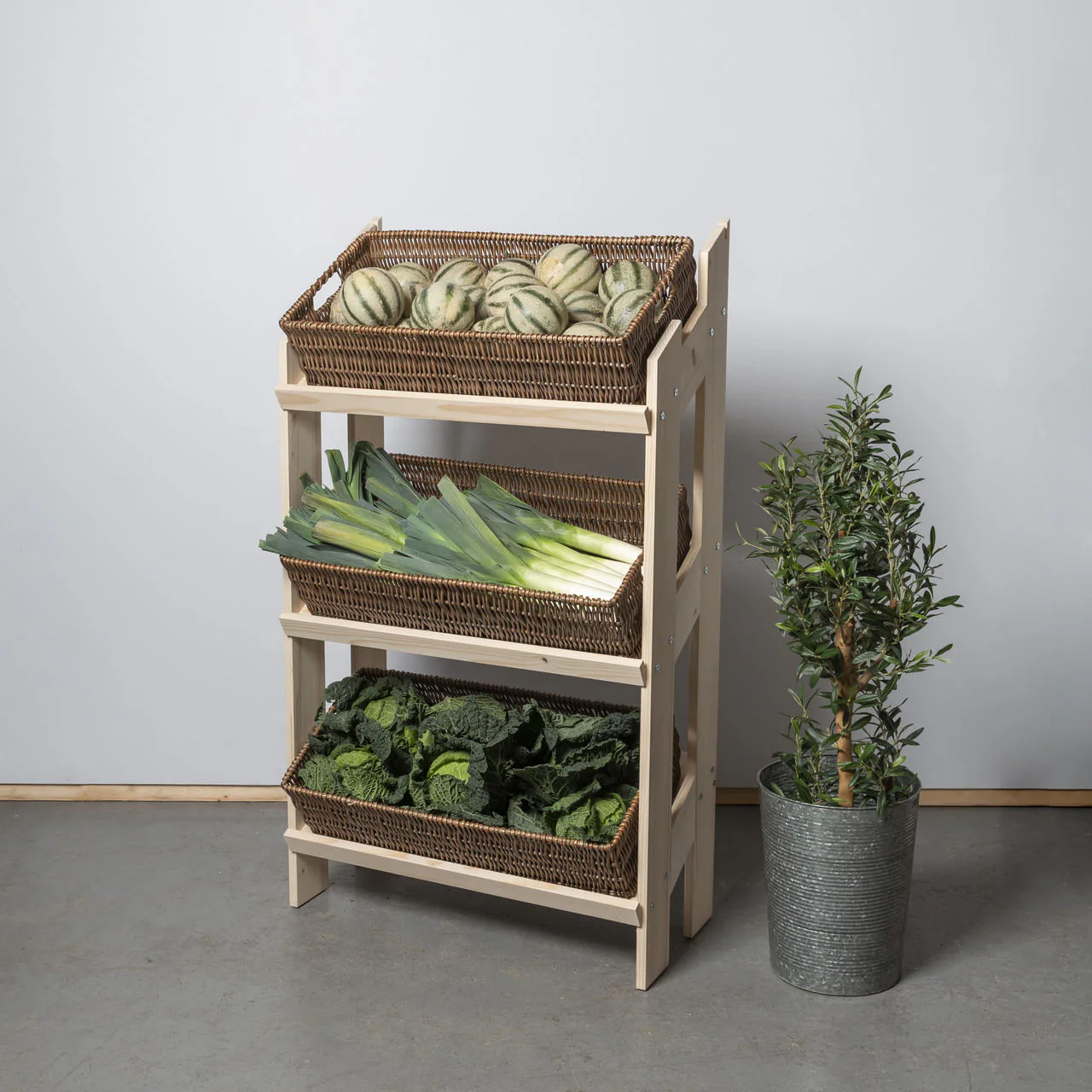 Norwood 3-shelf stand with dark wicker trays 820 - Image 4