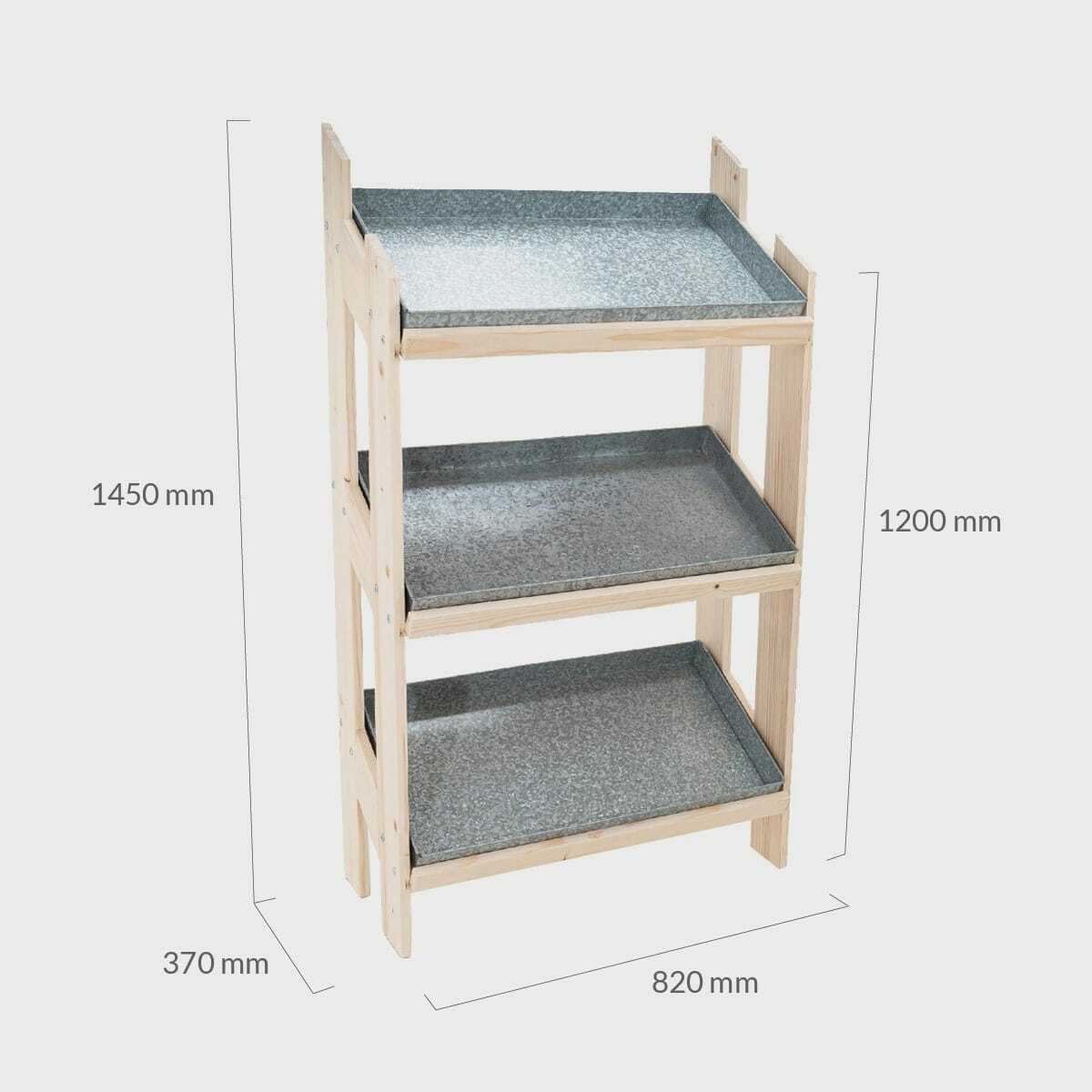 Norwood 3-shelf stand with galvanised trays and blackboard 820 - Image 4
