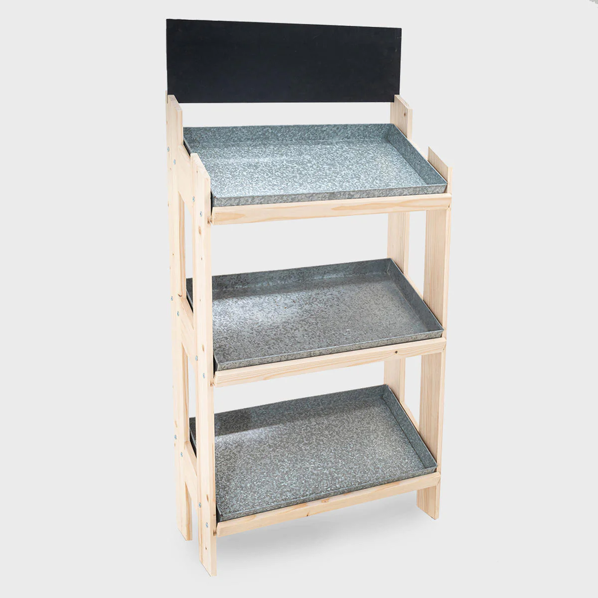 Norwood 3-shelf stand with galvanised trays and blackboard 820 - Image 6