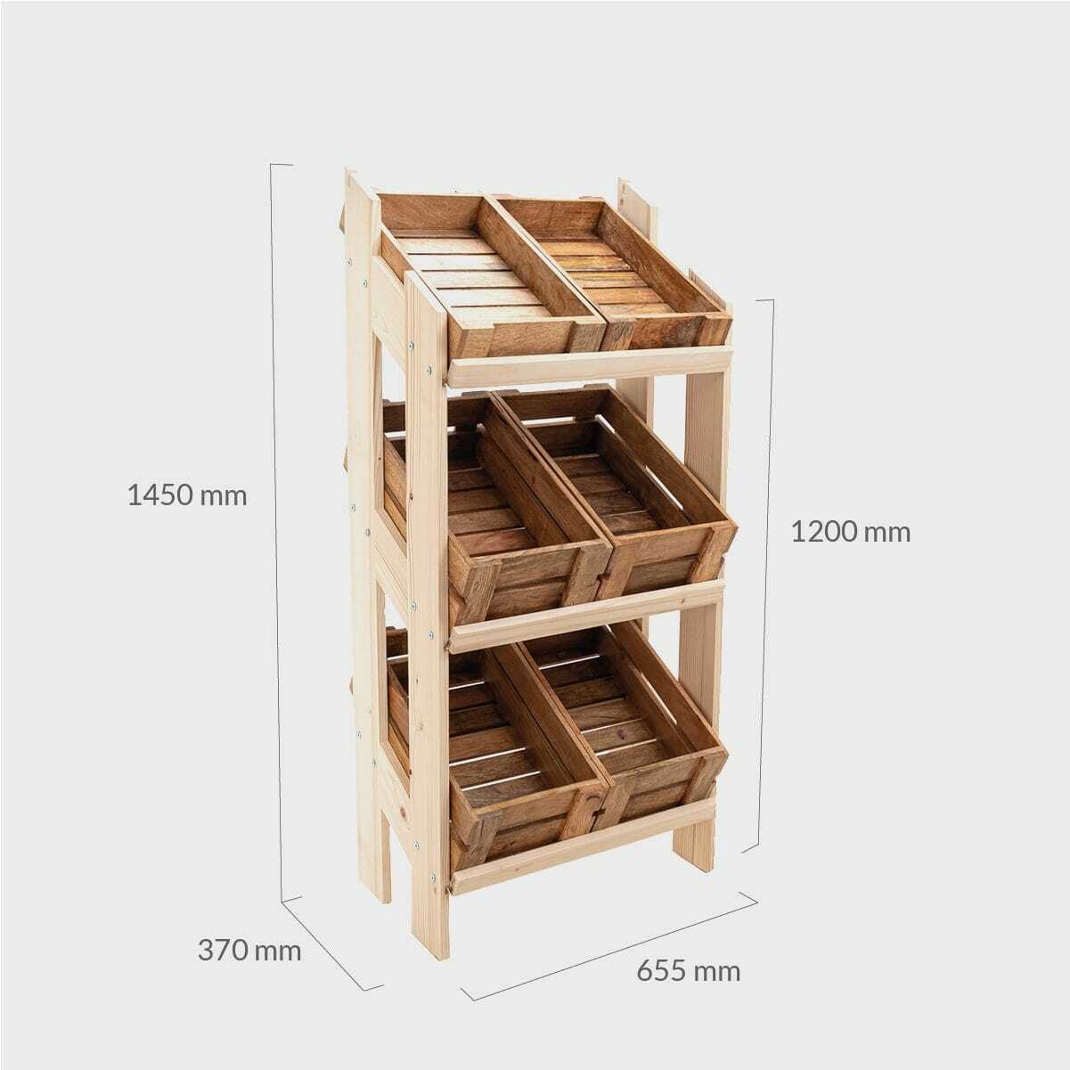 Norwood 3-shelf stand with mango wood crates 650 - Image 4