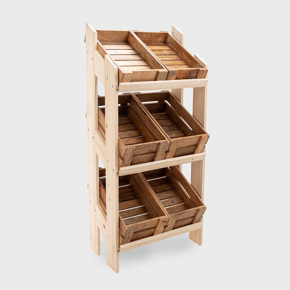 Norwood 3-shelf stand with mango wood crates 650 - Image 5