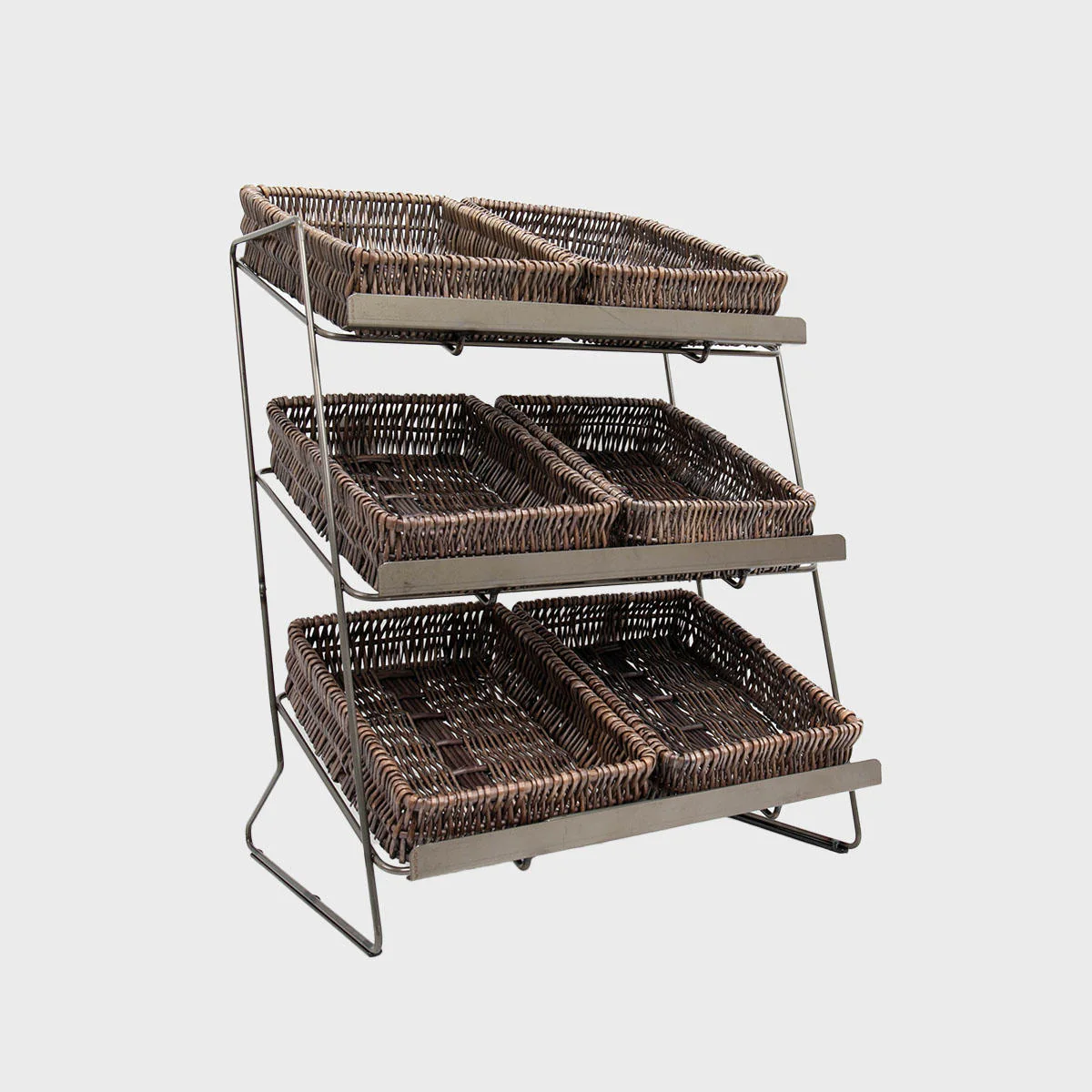 Railton tiered counter top display unit with small pewter wicker trays - Image 3
