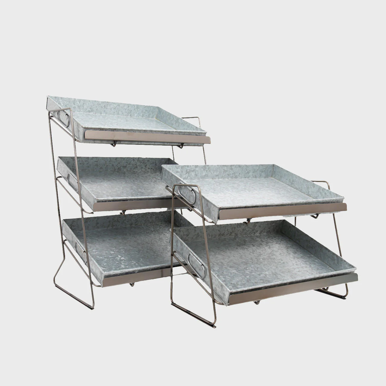 Railton tiered countertop display unit with medium metal trays