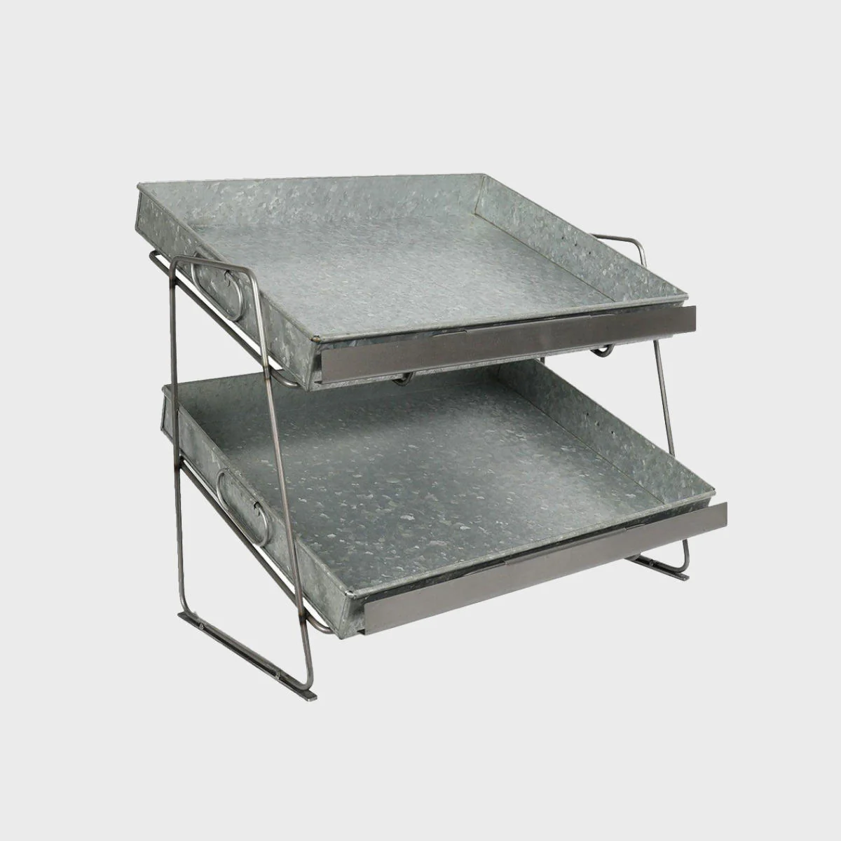 Railton tiered countertop display unit with medium metal trays - Image 5