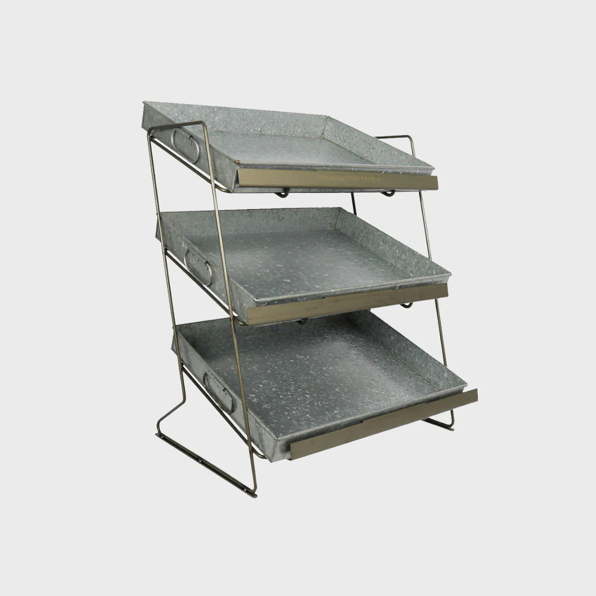 Railton tiered countertop display unit with medium metal trays - Image 6
